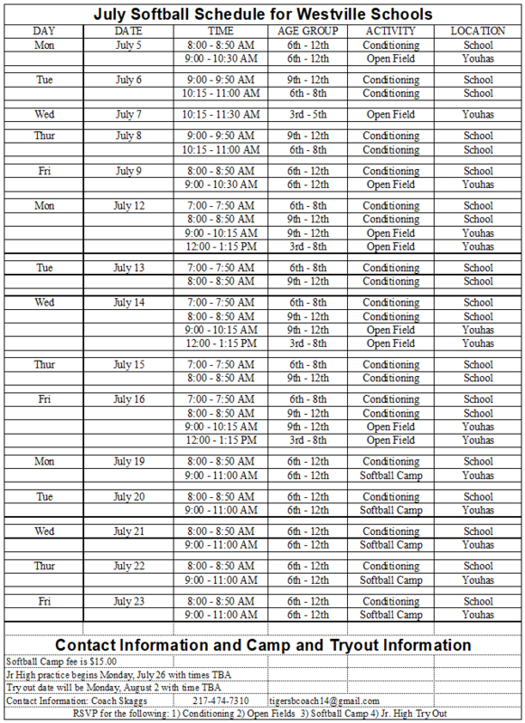 softball-activity-schedule-for-july-westville-high-school